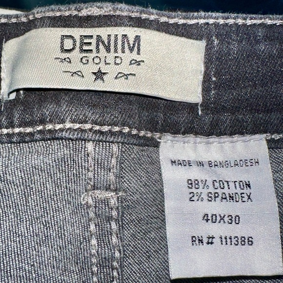 Denim Gold Mens Jeans Size 40/30 Distressed Black Denim Jeans - Picture 3 of 3